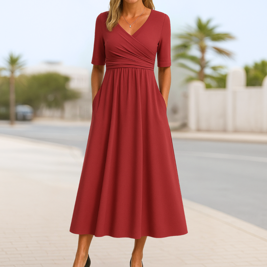 Freya™ | Crossed Dress with Short Sleeves