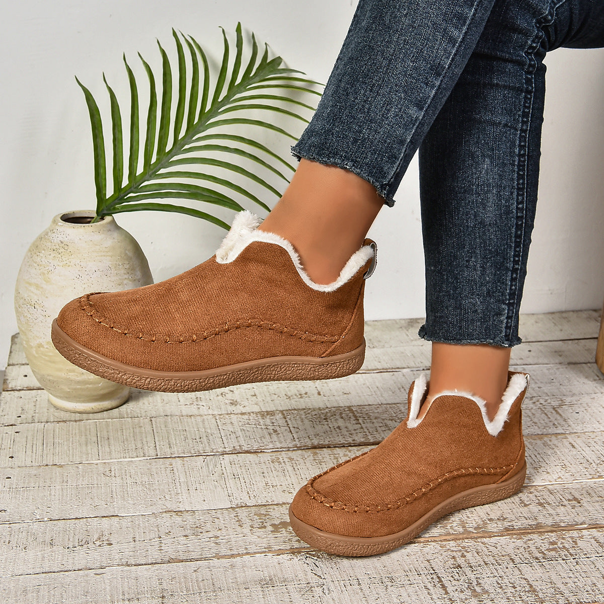 Reese2™ | Warm Fur Lined Slip-On Ankle Boots with Anti-slip Thick Sole