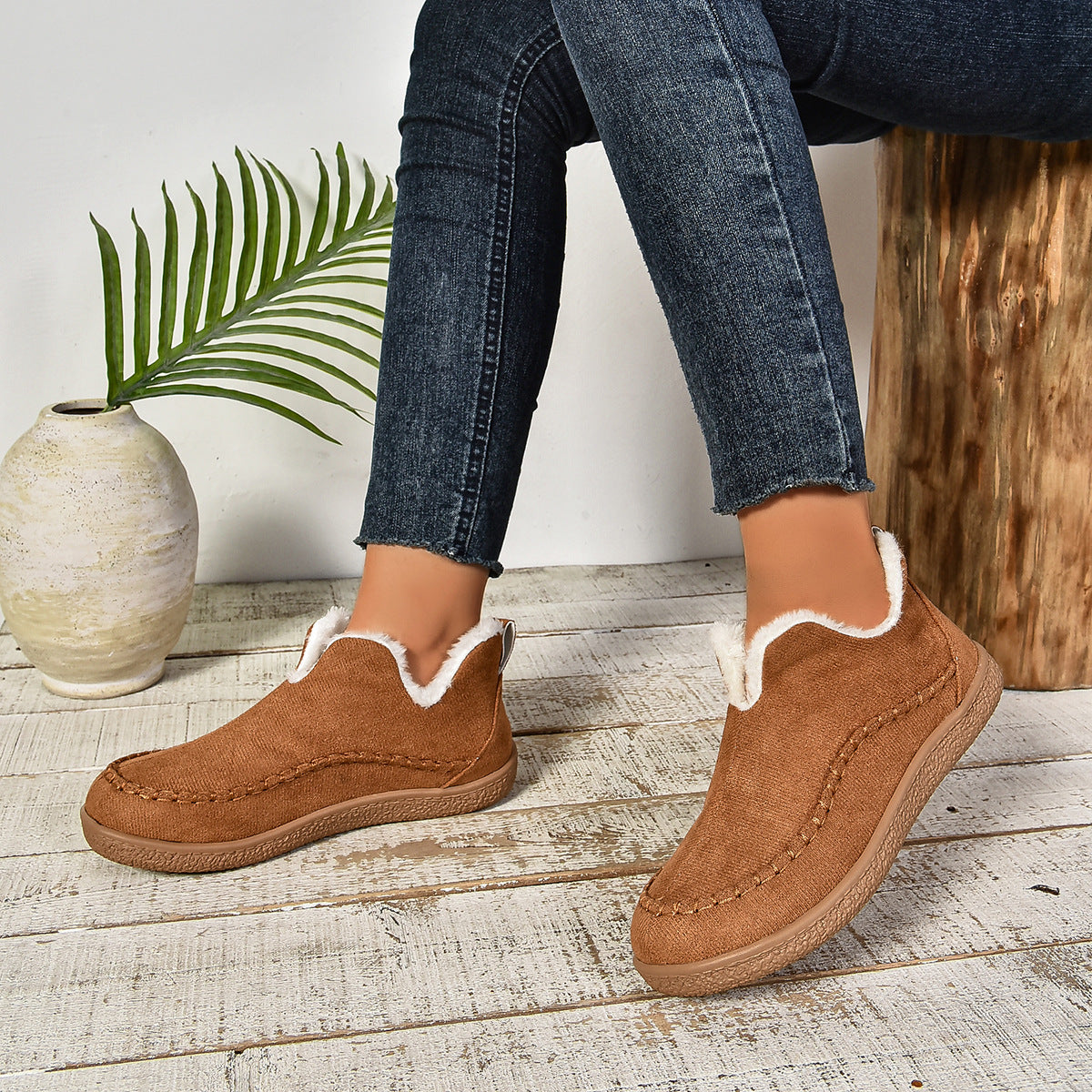 Reese2™ | Warm Fur Lined Slip-On Ankle Boots with Anti-slip Thick Sole