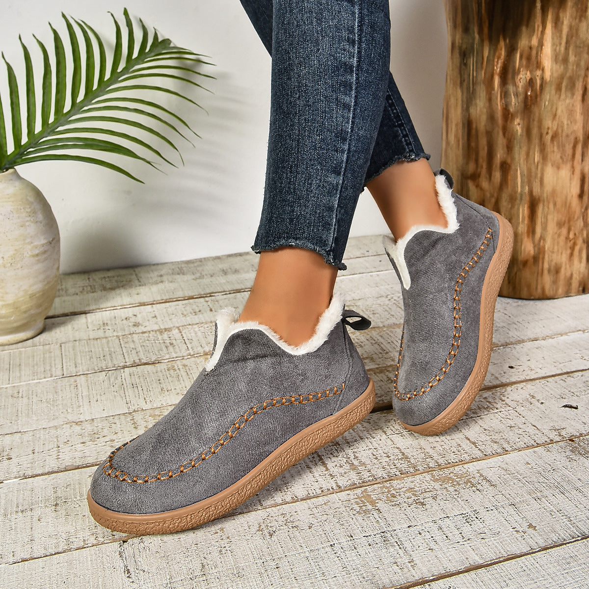 Reese2™ | Warm Fur Lined Slip-On Ankle Boots with Anti-slip Thick Sole