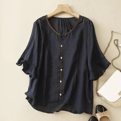 Denise | Pattern Ruffle Sleeve Blouse