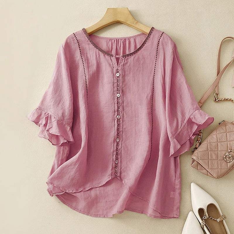 Denise | Pattern Ruffle Sleeve Blouse