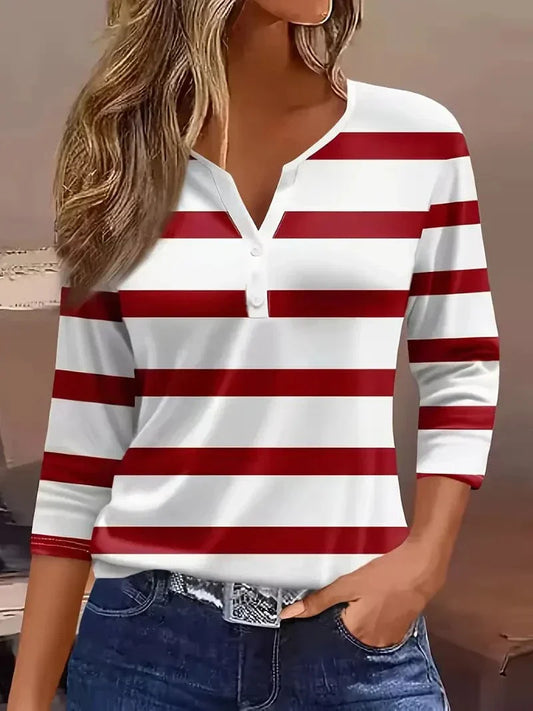 Skye | Striped V-Neck Top
