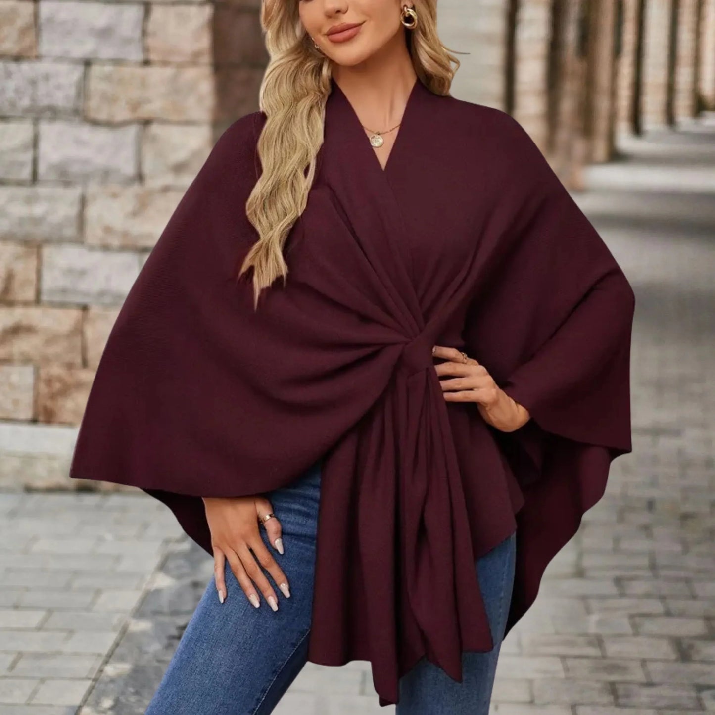Ines | Elegant Draped Poncho