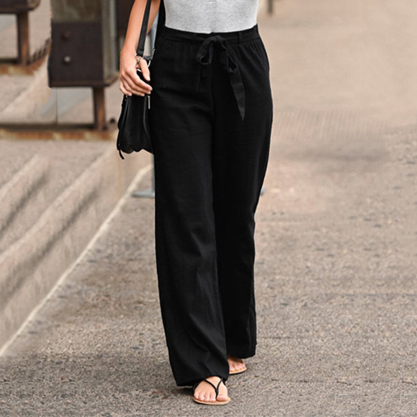 Therese | Women's Wide Leg Pants Drawstring High Waist Everyday