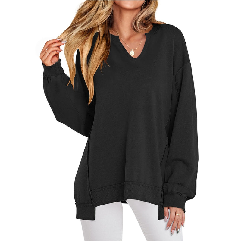 Vera | Women's Oversized V-Neck Sweatshirt Tunic Long Sleeve