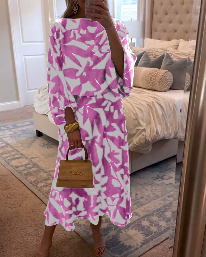 Diana | Two-Piece Printed Set with Lantern Sleeves