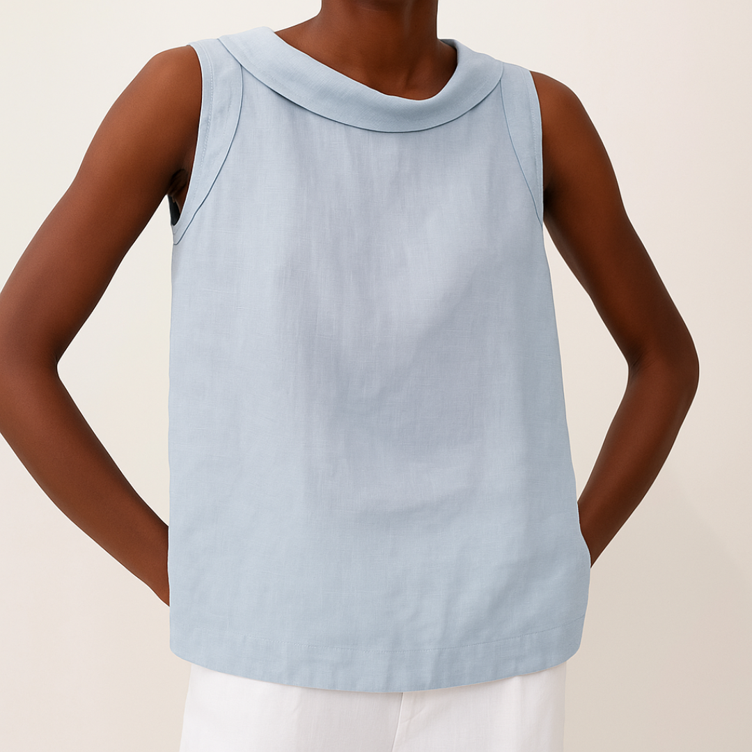 Caitlin | Sleeveless Roll Collar Top