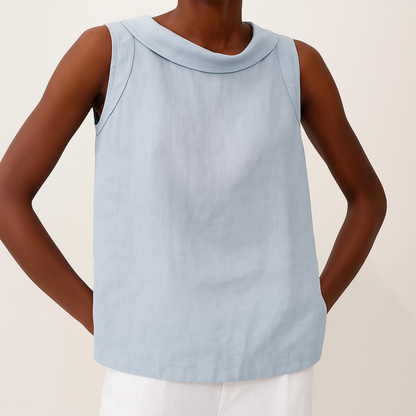 Caitlin | Sleeveless Roll Collar Top