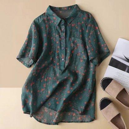 Rita | Floral Half-Placket Shirt