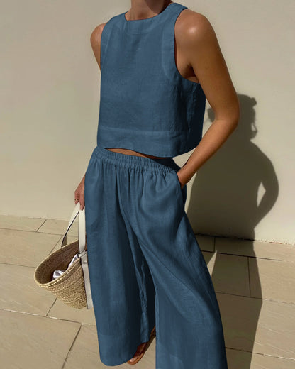 Selena | Women's Wide Leg Pants & Crop Top Two Piece Set