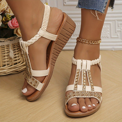 Adelaide | Women's Rhinestone Woven Sandals