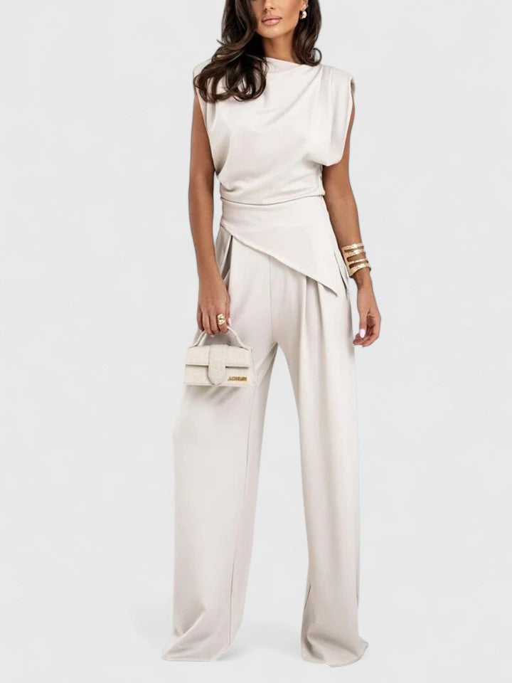 Layla | Women's Wide Leg Pants Occasion Set Draped Two-Piece