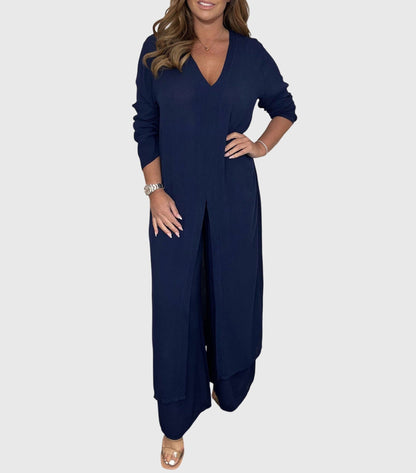 Pearl | Women's Wide Leg Pants & Duster Cardigan Two-Piece Set