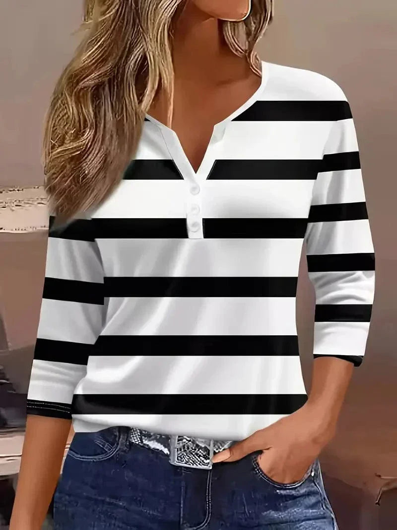 Skye | Striped V-Neck Top