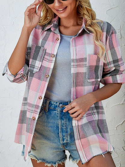Corinna | Women's Oversized Plaid Flannel Button-Down Shirt