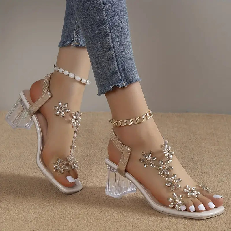 Dawn | Women's Rhinestone Block Heel Sandals