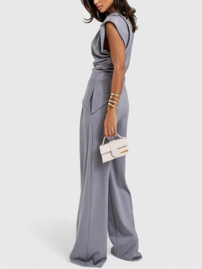 Layla | Women's Wide Leg Pants Occasion Set Draped Two-Piece