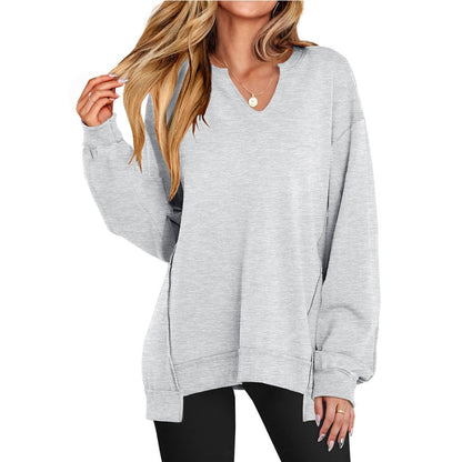 Vera | Women's Oversized V-Neck Sweatshirt Tunic Long Sleeve