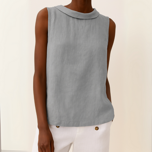 Caitlin | Sleeveless Roll Collar Top