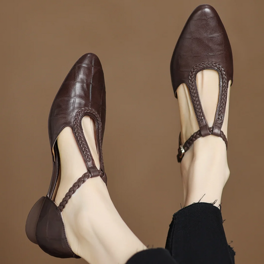 Miranda2™ | Women's Leather T-Strap Mary Jane Flats Pointed Toe Flat