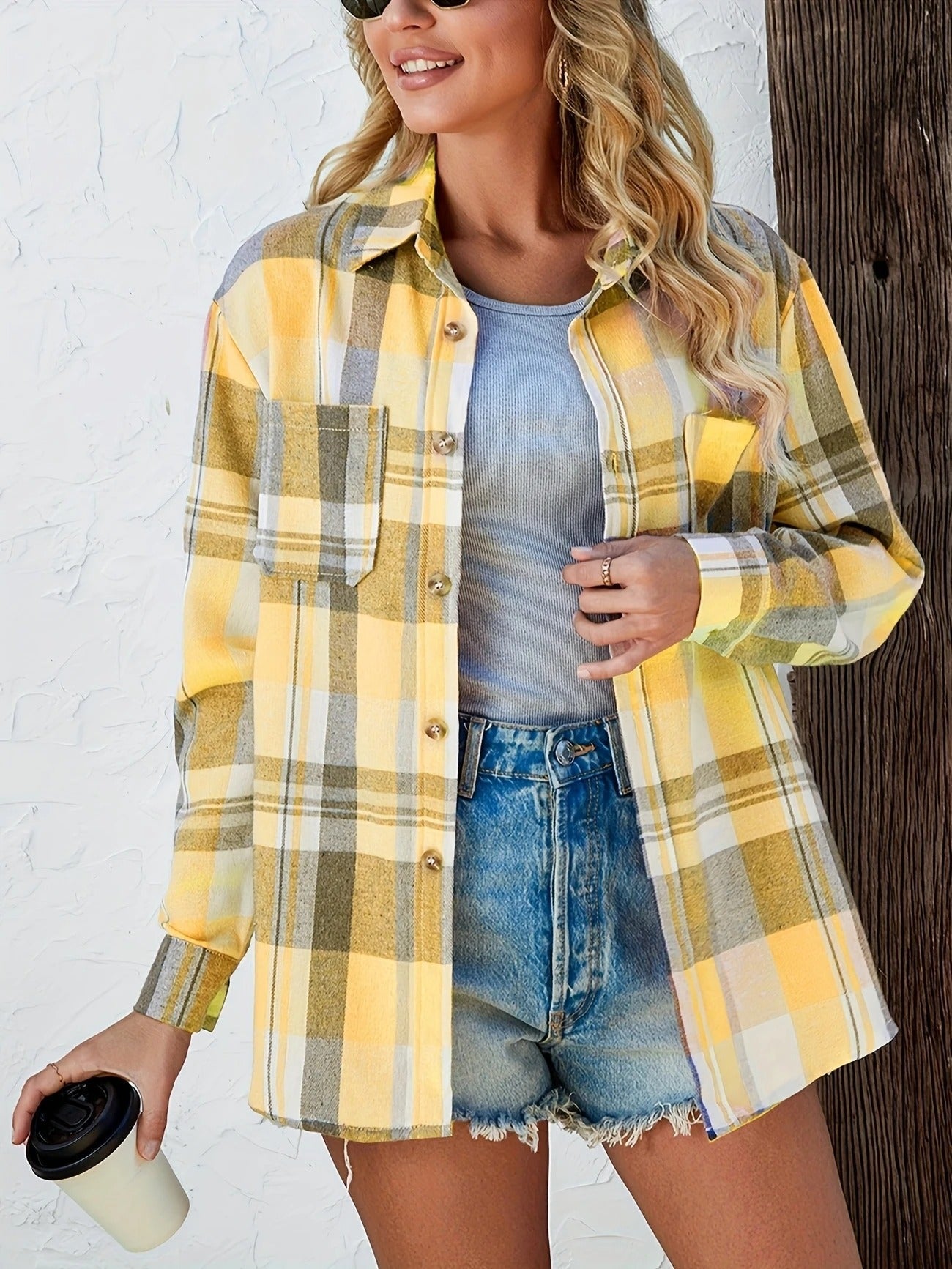 Corinna | Women's Oversized Plaid Flannel Button-Down Shirt