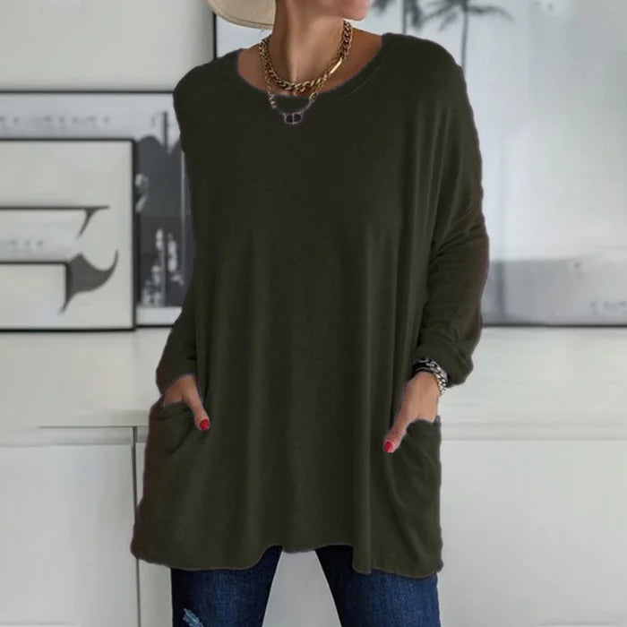 Annelise | Women's Oversized Long Sleeve Tunic Top with Pockets