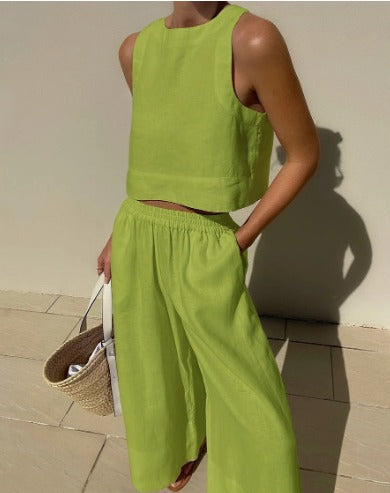 Selena | Women's Wide Leg Pants & Crop Top Two Piece Set