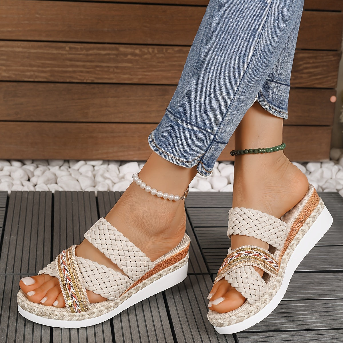 Blodwen | Women's Woven Slip-On Sandals