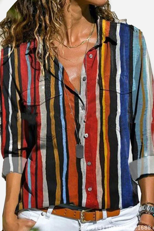 Rita | Women's Colourful Striped Button-Down Long Sleeve Shirt