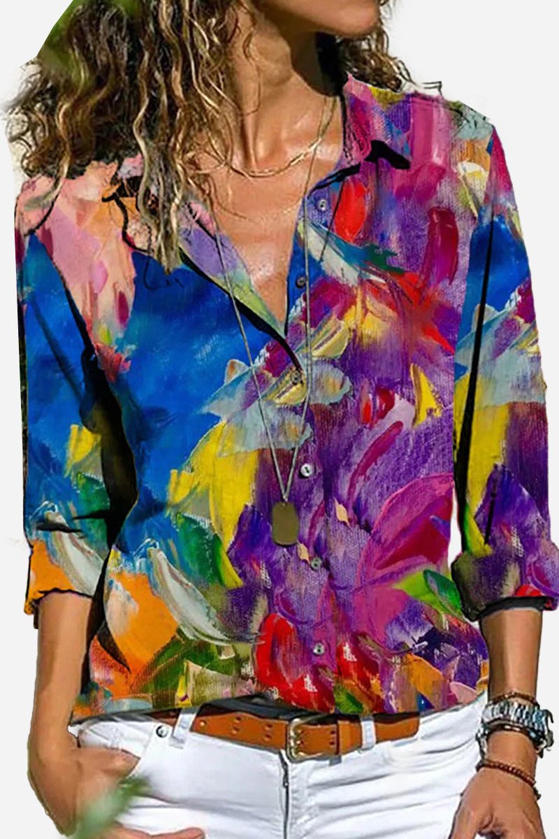 Rita | Women's Colourful Striped Button-Down Long Sleeve Shirt