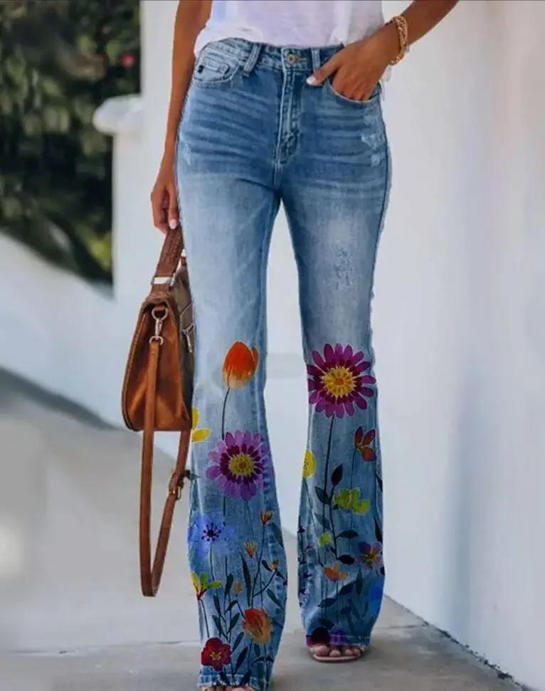 Glory2™ | Women's Floral Print High Waist Flare Jeans