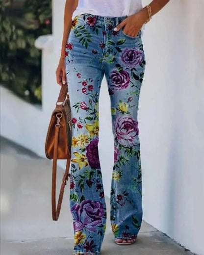 Glory2™ | Women's Floral Print High Waist Flare Jeans