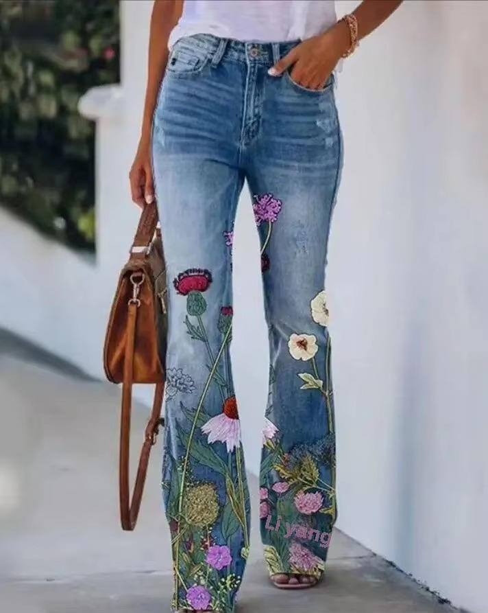 Glory2™ | Women's Floral Print High Waist Flare Jeans