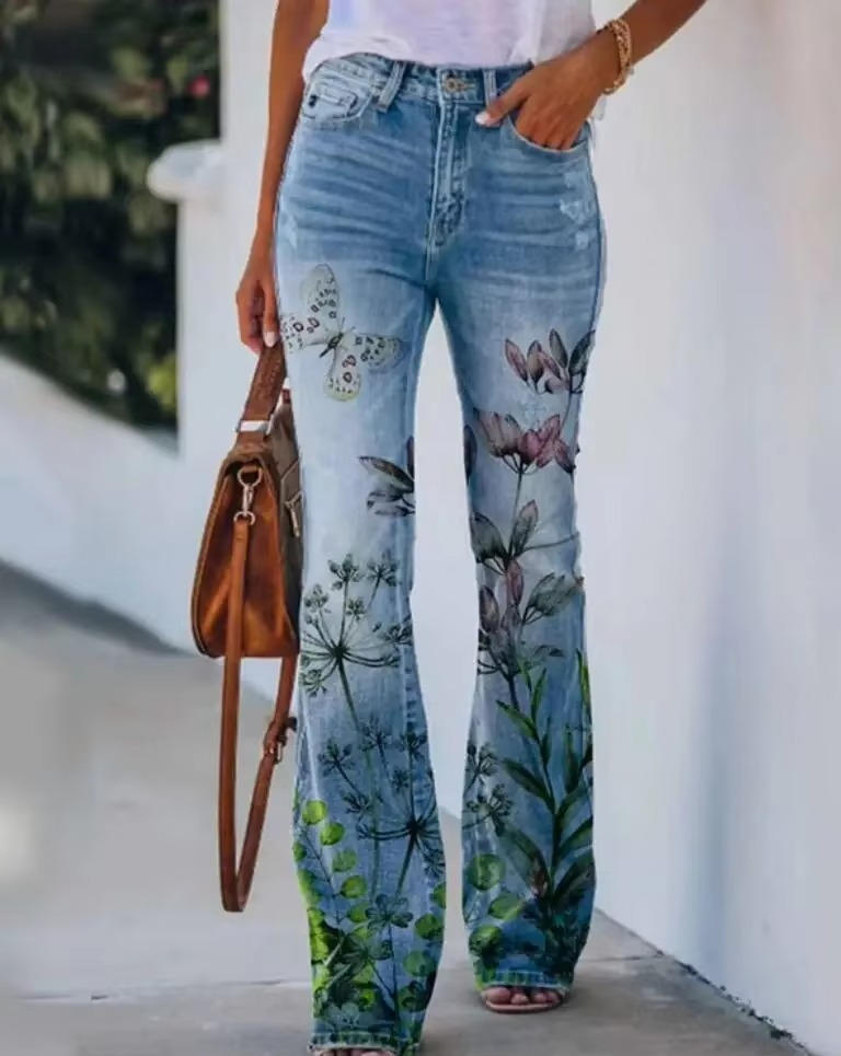 Glory2™ | Women's Floral Print High Waist Flare Jeans