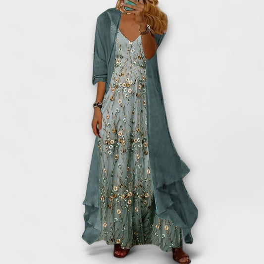 Willow | Women's Longline Cardigan & Floral Maxi Dress Set