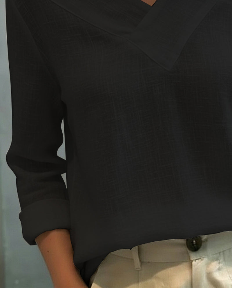 Brittany | Women's Asymmetric V-Neck Long Sleeve Top