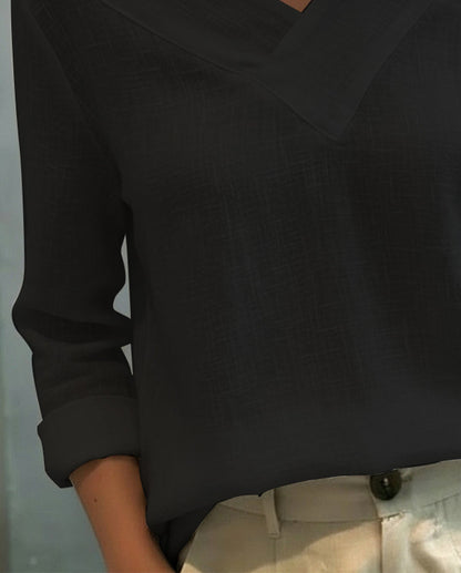 Brittany | Women's Asymmetric V-Neck Long Sleeve Top