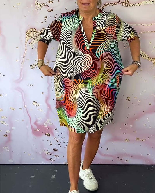 Delphine™ | Colourful V-neck Dress