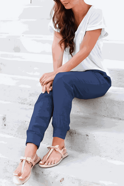 Annette | Women's Drawstring Jogger Pants with Elastic Ankle Cuffs