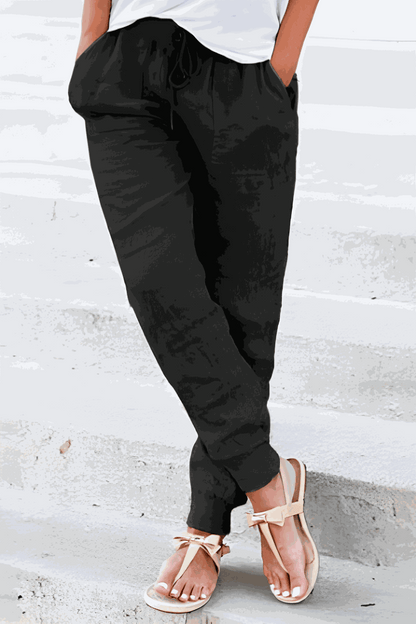 Annette | Women's Drawstring Jogger Pants with Elastic Ankle Cuffs