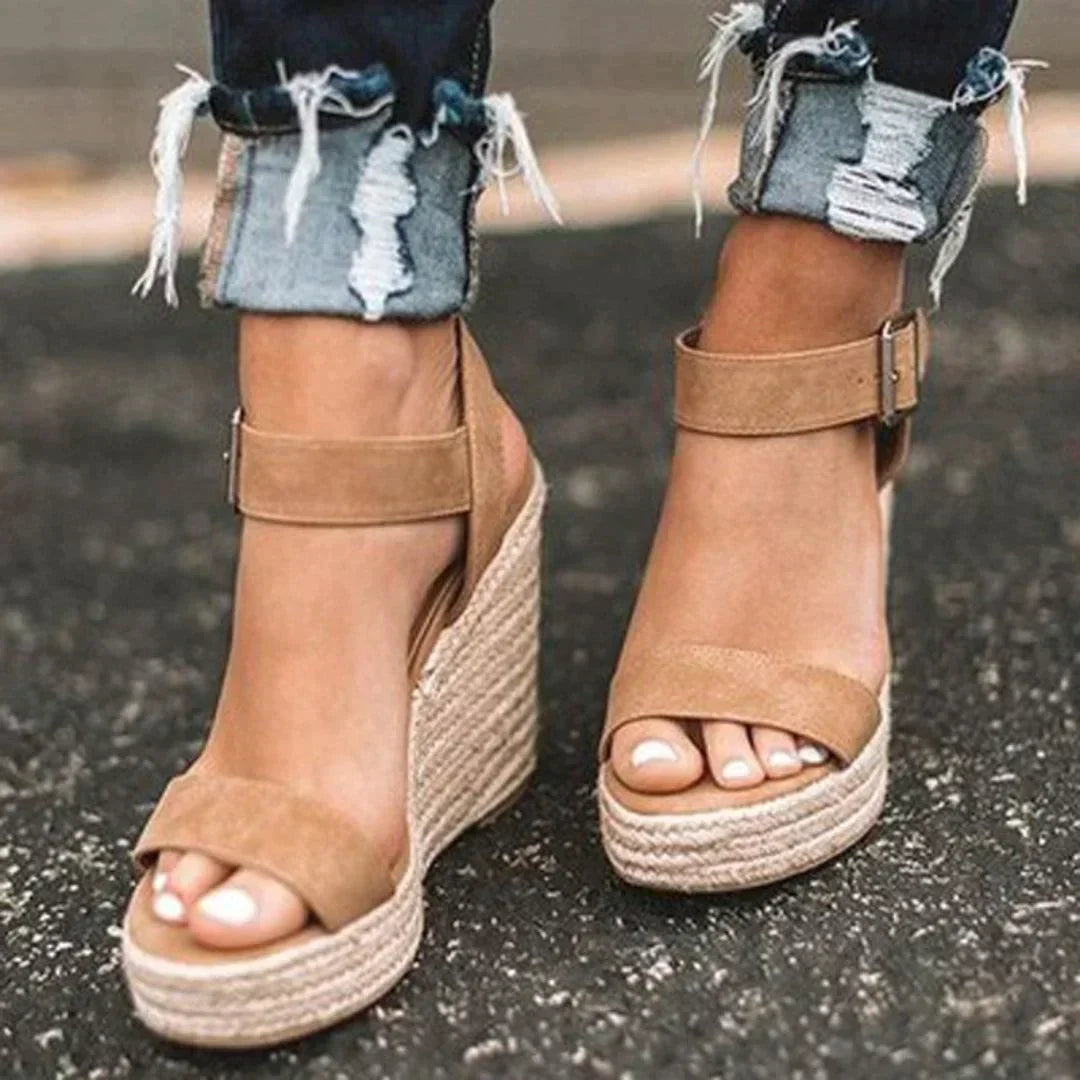 Cassidy | Women's Woven Adjustable Buckle Wedge Sandals