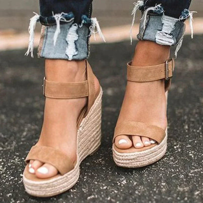 Cassidy | Women's Woven Adjustable Buckle Wedge Sandals