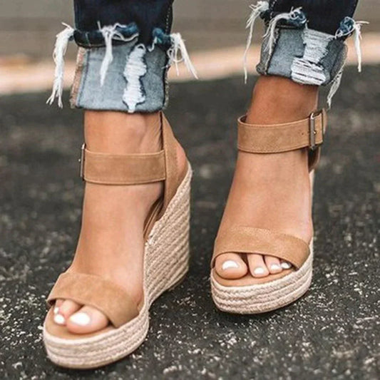 Cassidy | Women's Woven Adjustable Buckle Wedge Sandals