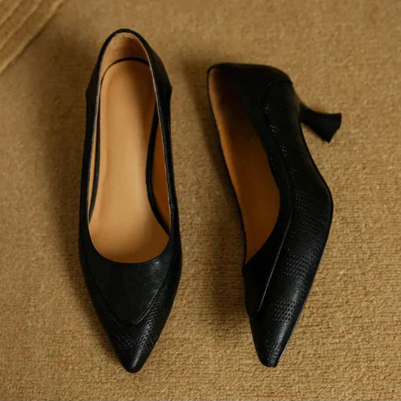 Daisy | Women's Pointed Toe Kitten Heel Pumps Slip On Mid Heel