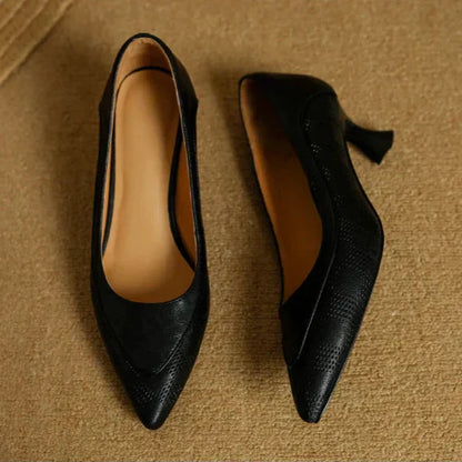 Daisy | Women's Pointed Toe Kitten Heel Pumps Slip On Mid Heel