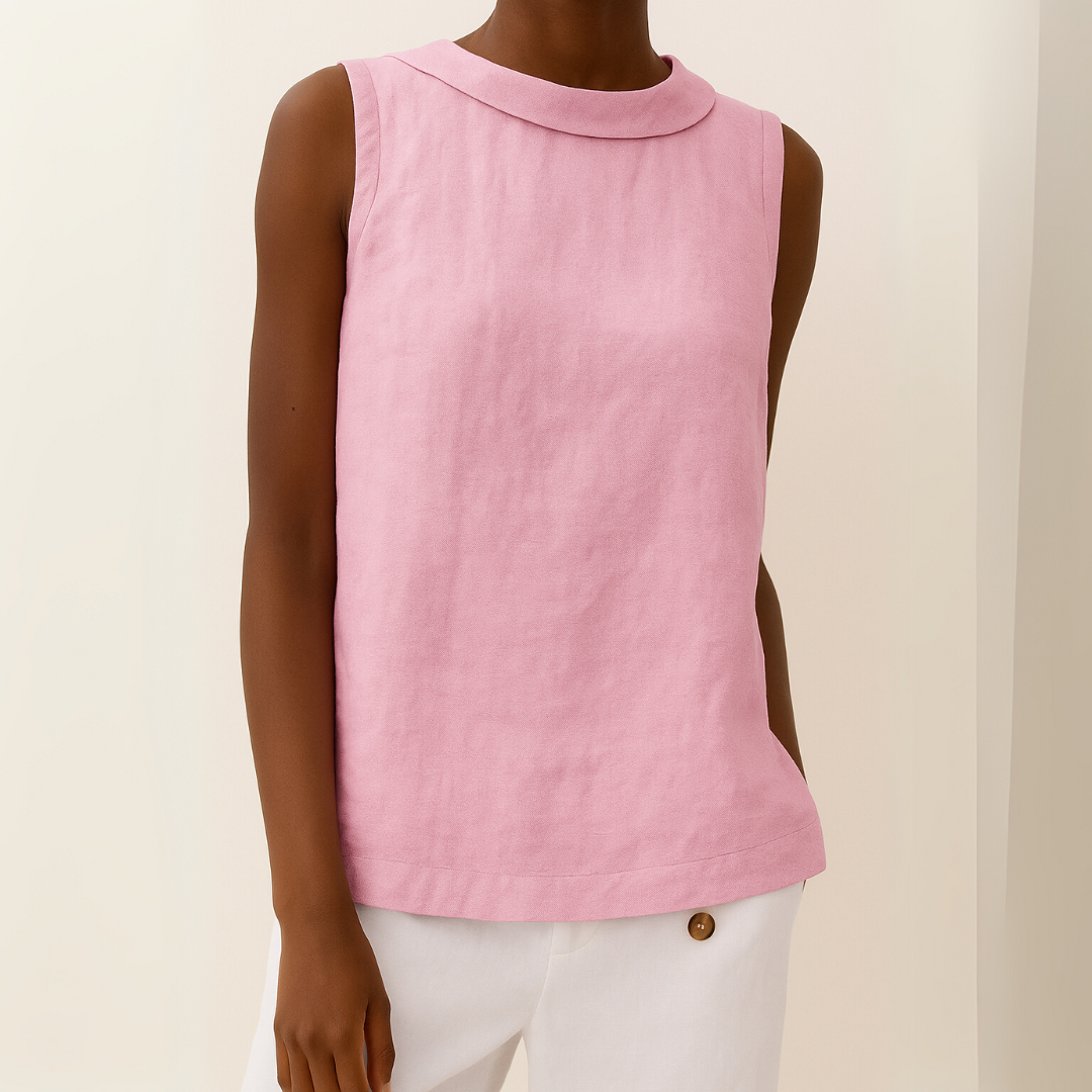 Caitlin | Sleeveless Roll Collar Top