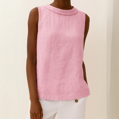 Caitlin | Sleeveless Roll Collar Top