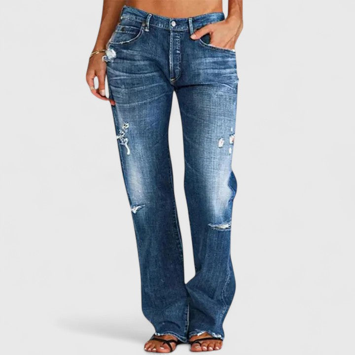 Charity2™ | Women's Low Rise Distressed Straight Leg Jeans