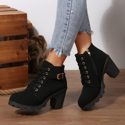 Serenity | Chic Lace-Up Chunky Ankle Boots